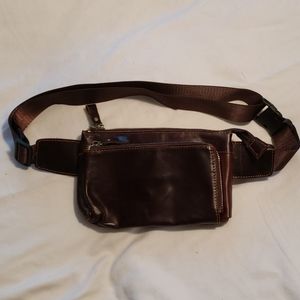 Genuine leather brown waist pack